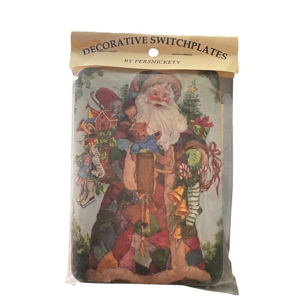 Persnickety Decorative Santa Christmas Metal Single Toggle Switch Plate NOS